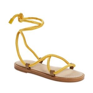 Rag & Bone Gladiator Sandal SIZE 7 Tan Festival Gold Ankle Wrap Laces